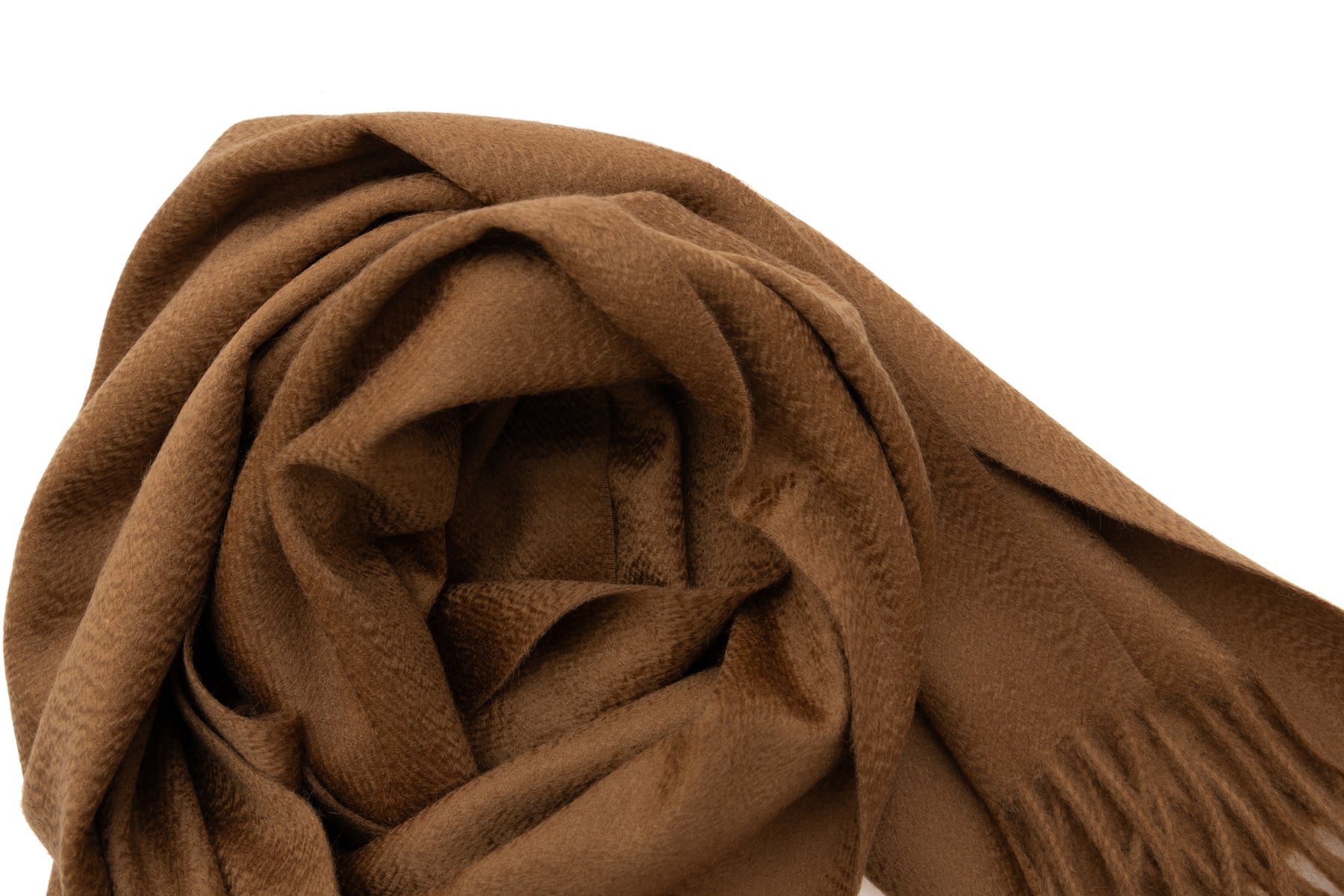 Sciarpa marrone con frange puro cashmere