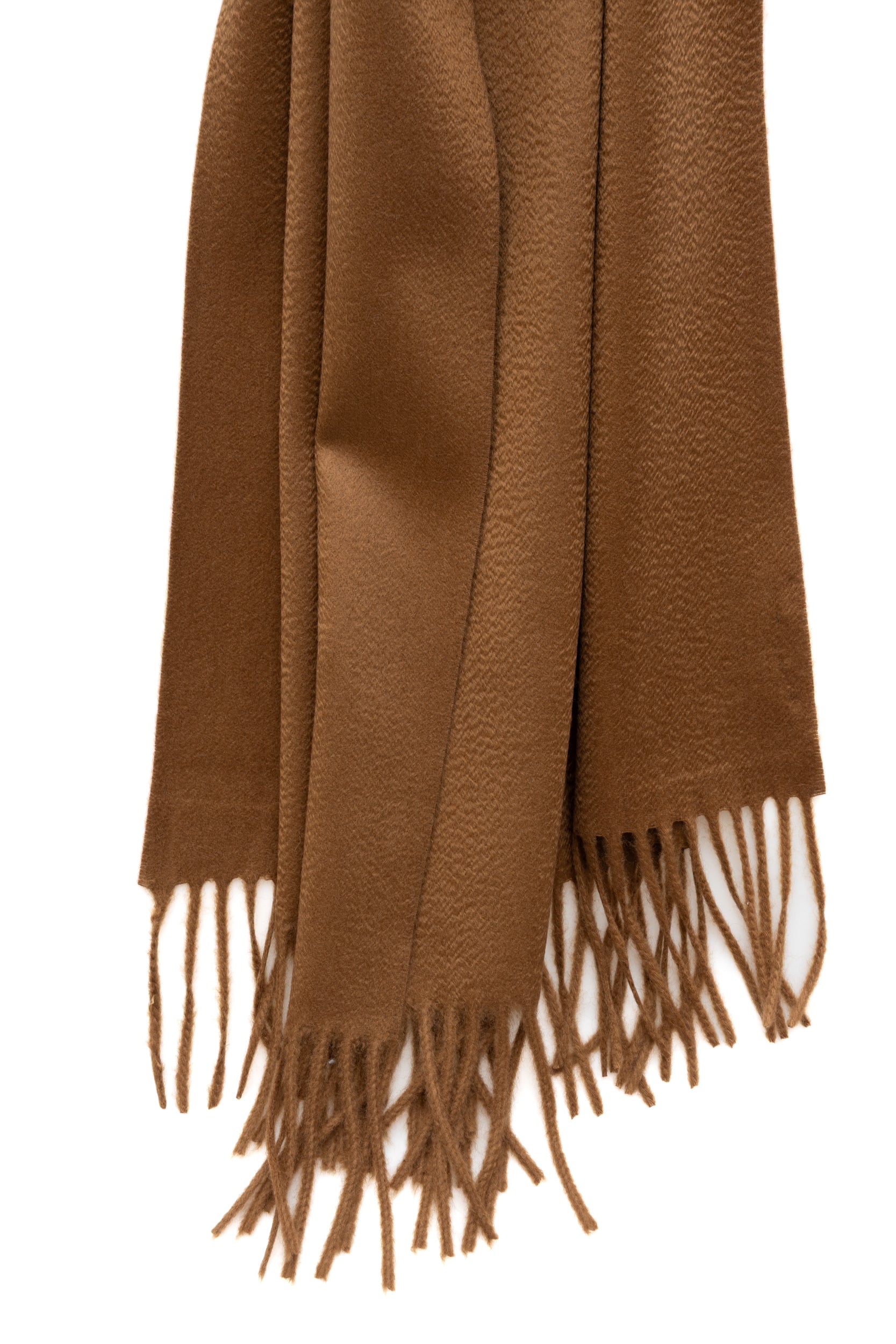 Brown fringed scarf pure cashmere
