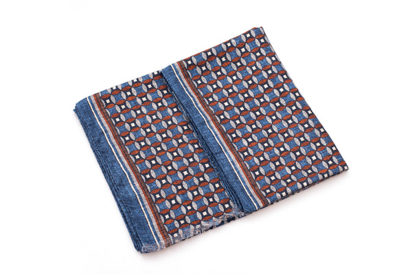 Geometric blue silk scarf
