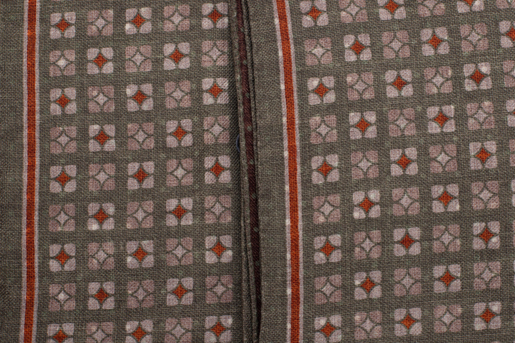 Écharpe en laine pure marron et verte