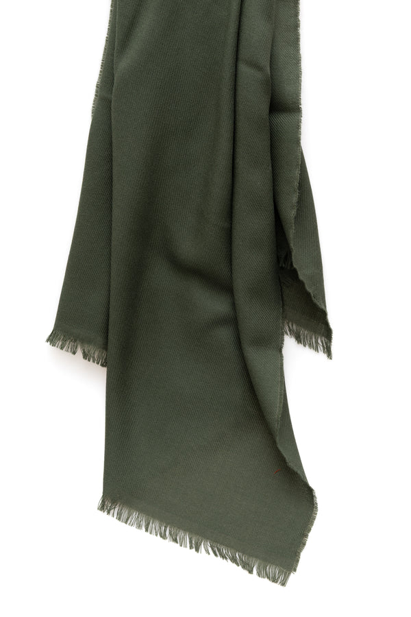 Olijfgroene virgin wol sjaal