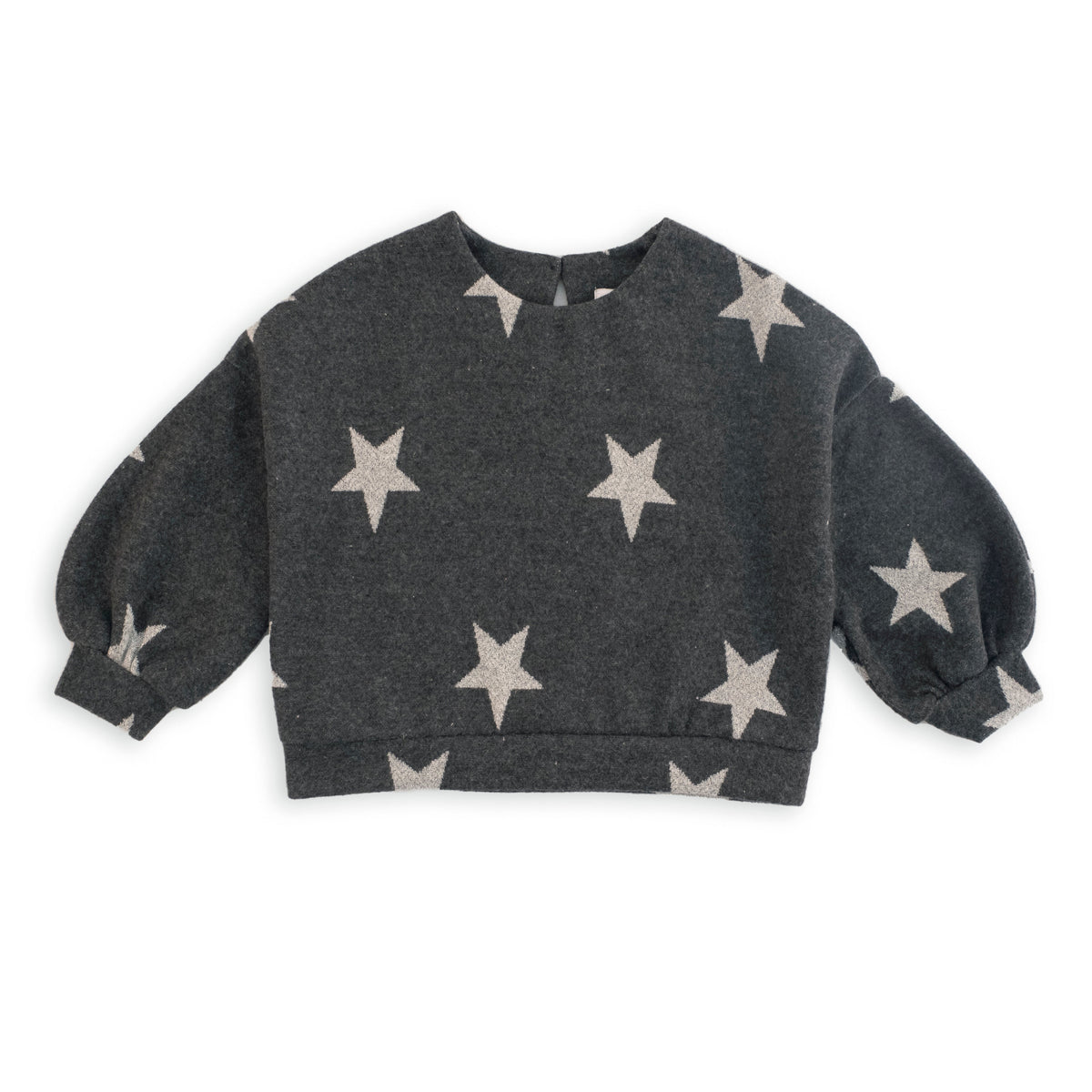 GRAY STAR PRINT SWEATER WITH WIDE SLEEVES