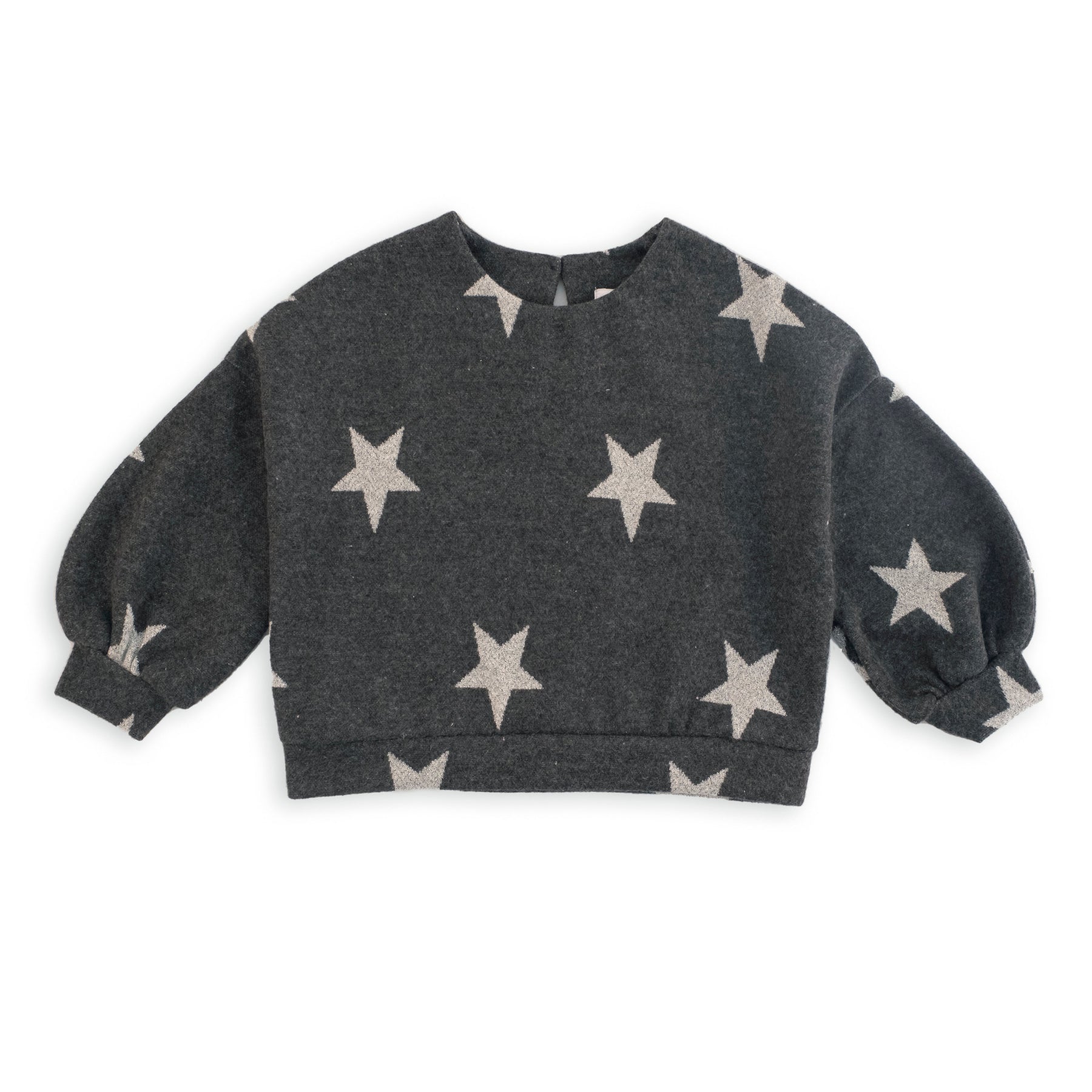 GRAY STAR PRINT SWEATER WITH WIDE SLEEVES