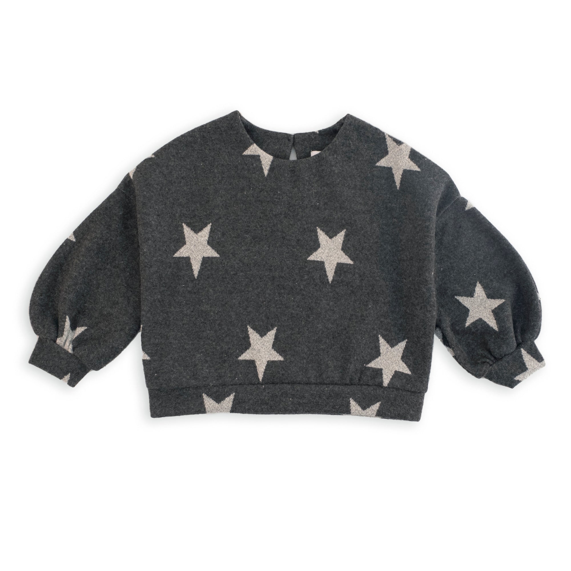 GRAY STAR PRINT SWEATER WITH WIDE SLEEVES