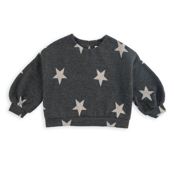 GRAY STAR PRINT SWEATER WITH WIDE SLEEVES