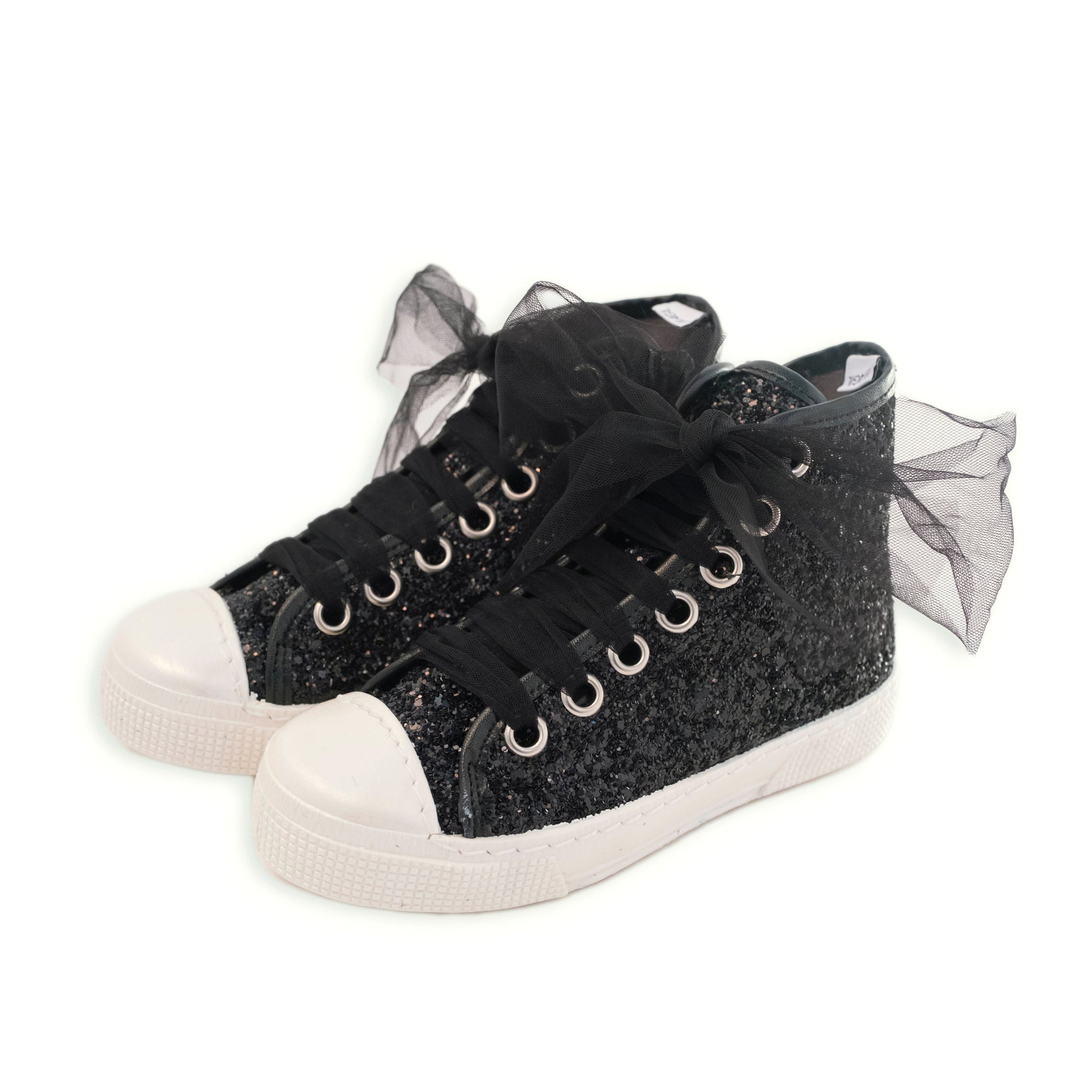 HIGH GLITTER SNEAKER WITH TULLE LACES