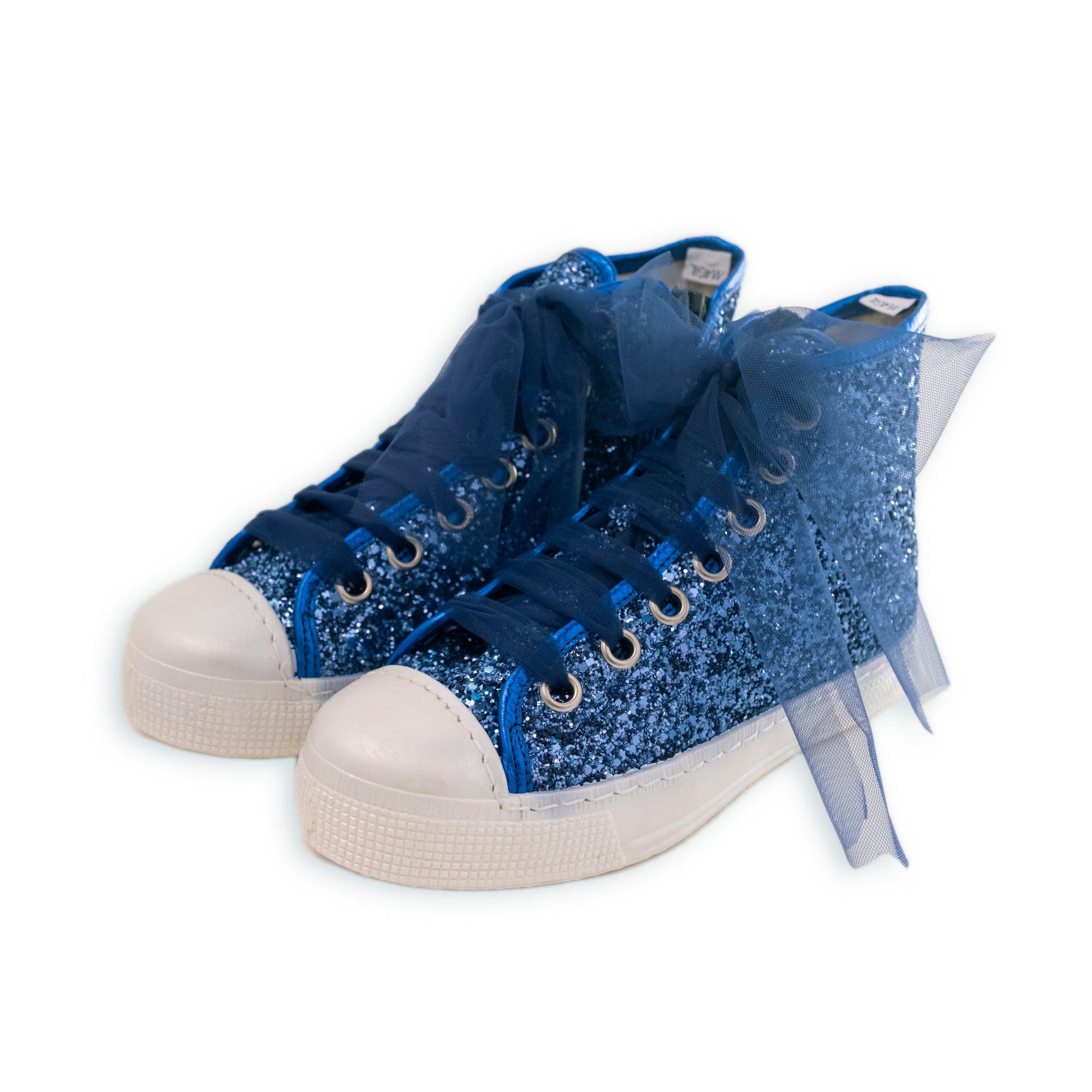 HIGH GLITTER SNEAKER WITH TULLE LACES