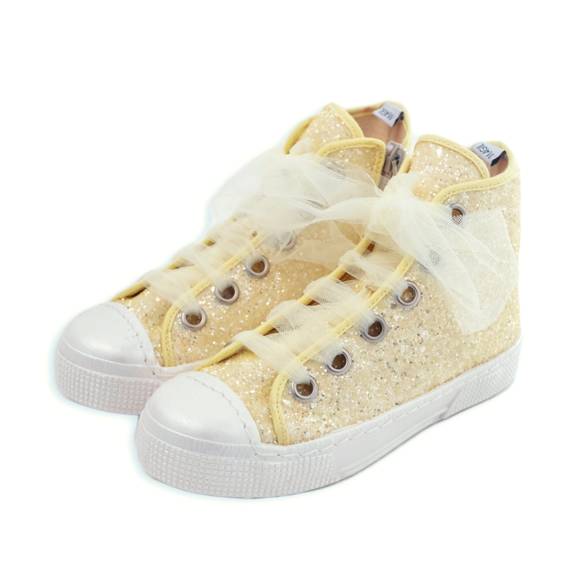 HIGH GLITTER SNEAKER WITH TULLE LACES
