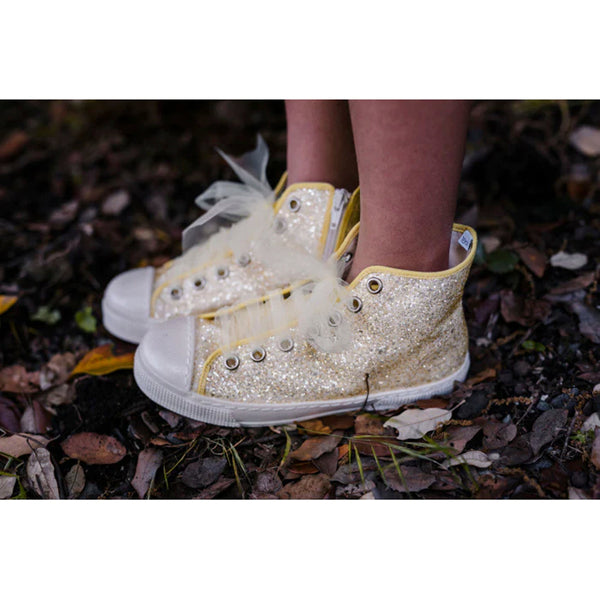 HIGH GLITTER SNEAKER WITH TULLE LACES