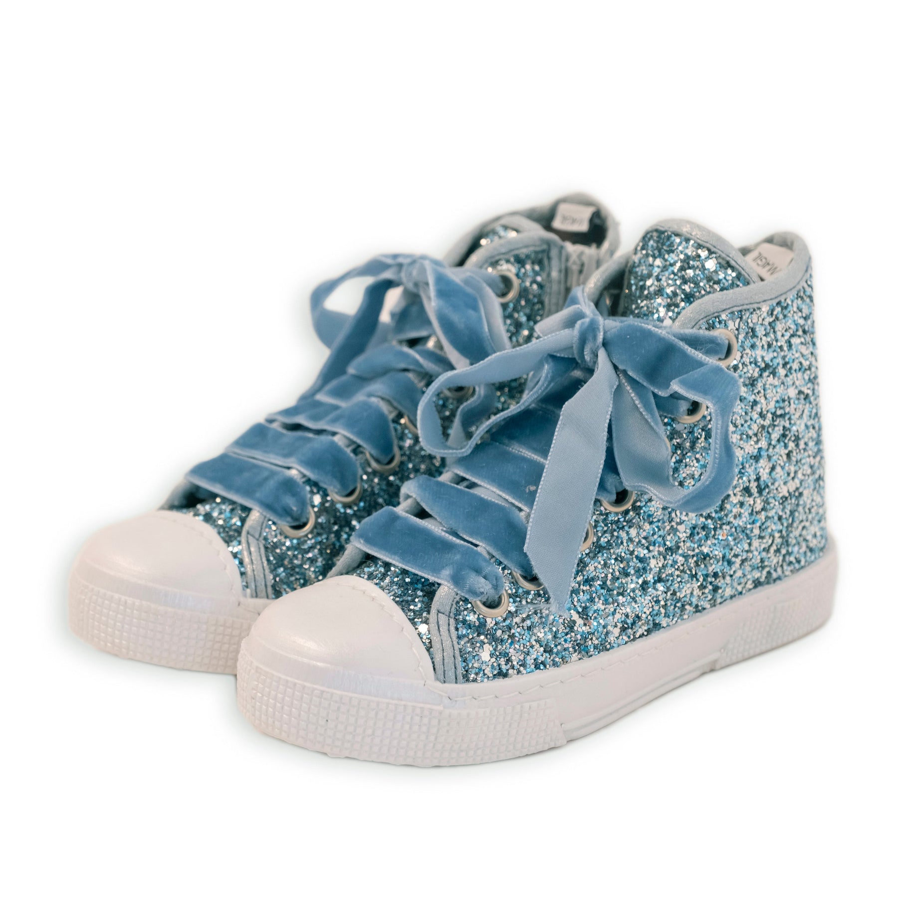 BASKET À PAILLETTES HAUTES AVEC LACETS EN VELOURS