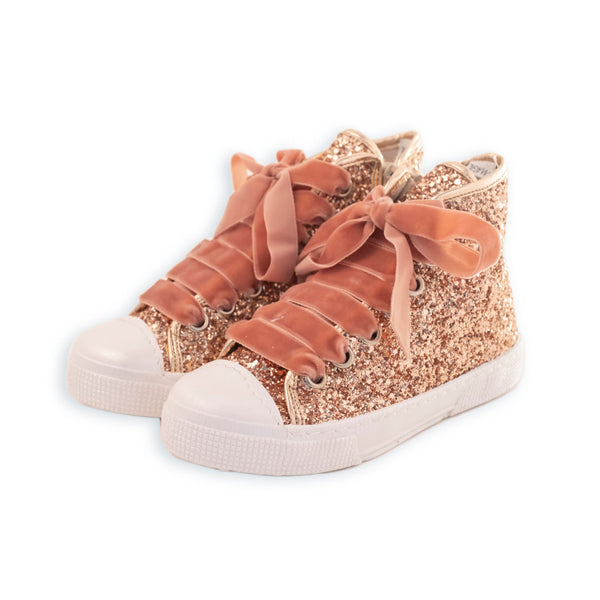 HIGH GLITTER SNEAKER WITH VELVET LACES