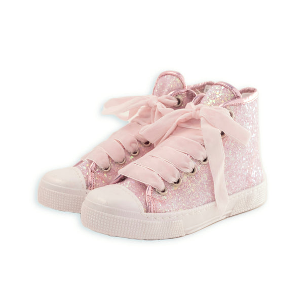 HIGH GLITTER SNEAKER WITH VELVET LACES