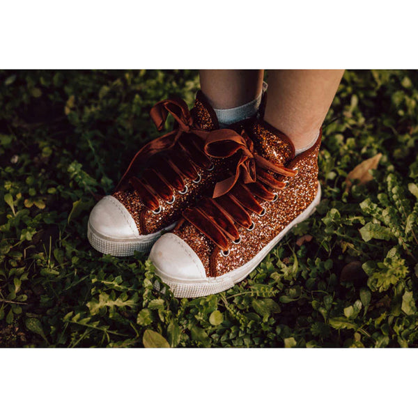 HIGH GLITTER SNEAKER WITH VELVET LACES