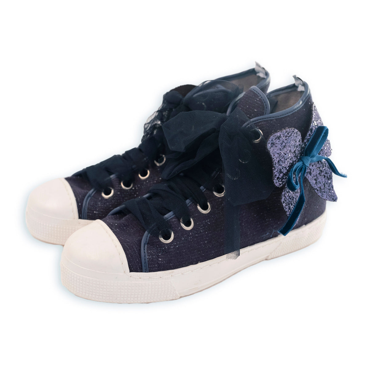 HIGH TOP LUREX SWEATSHIRT SNEAKER WITH BUTTERFLY