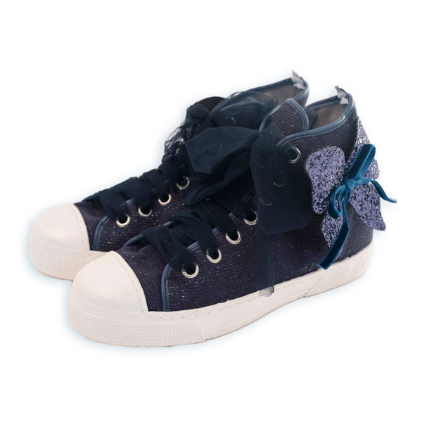 ZAPATILLA ALTA DE SUDADERA LUREX CON MARIPOSA