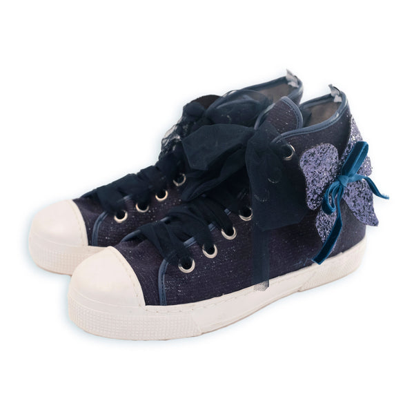 HIGH TOP LUREX SWEATSHIRT SNEAKER WITH BUTTERFLY