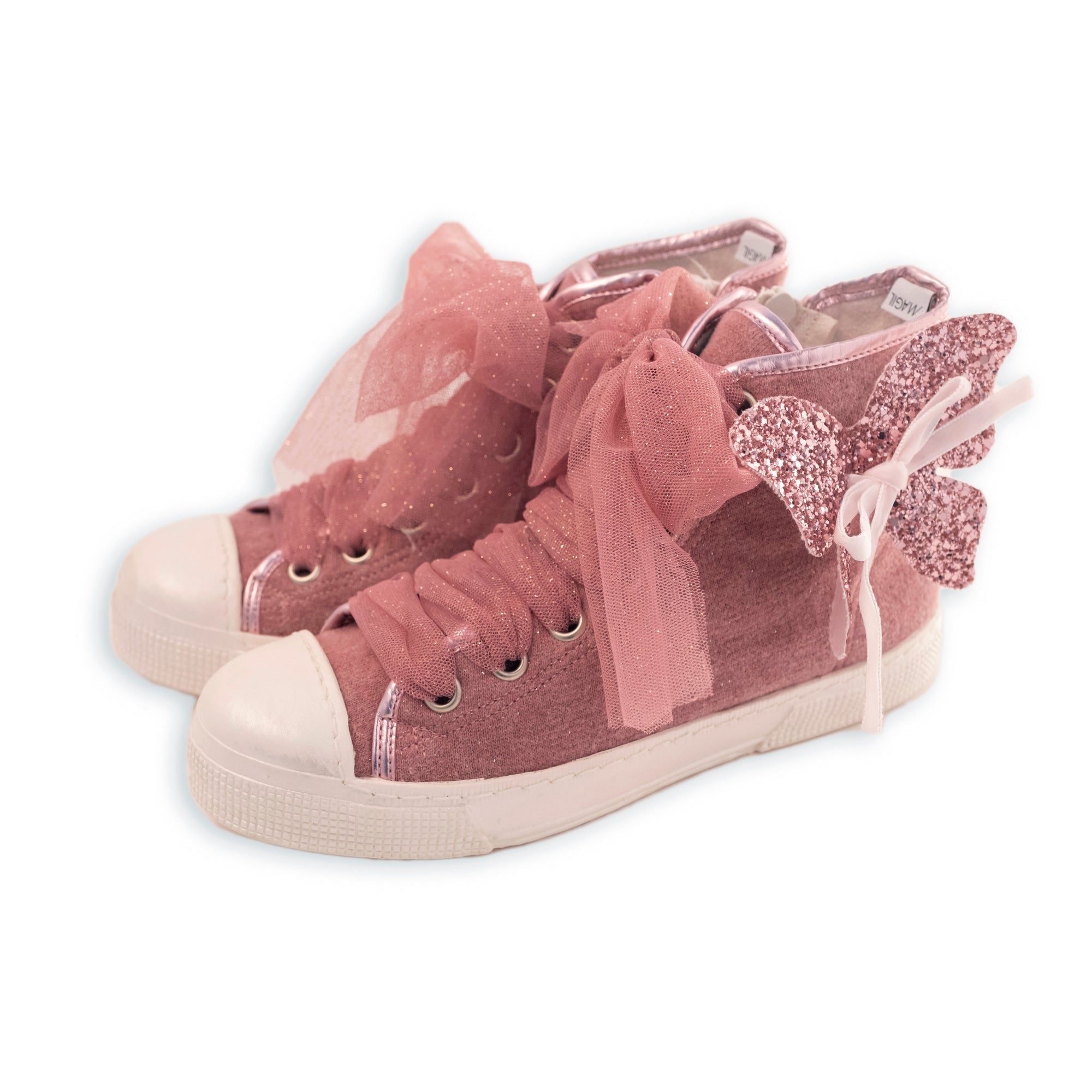 HIGH TOP LUREX SWEATSHIRT SNEAKER WITH BUTTERFLY