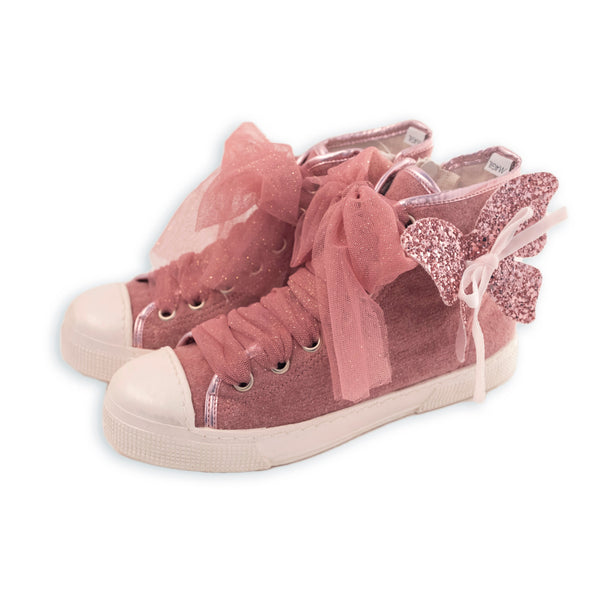 HIGH TOP LUREX SWEATSHIRT SNEAKER WITH BUTTERFLY