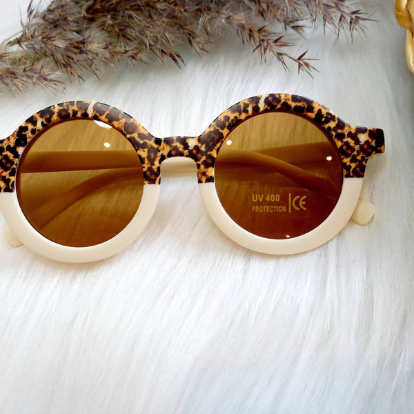 CREAM/ANIMAL PRINT SUNGLASSES