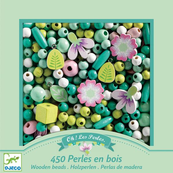PERLES EN BOIS - FLEURS ET FEUILLES