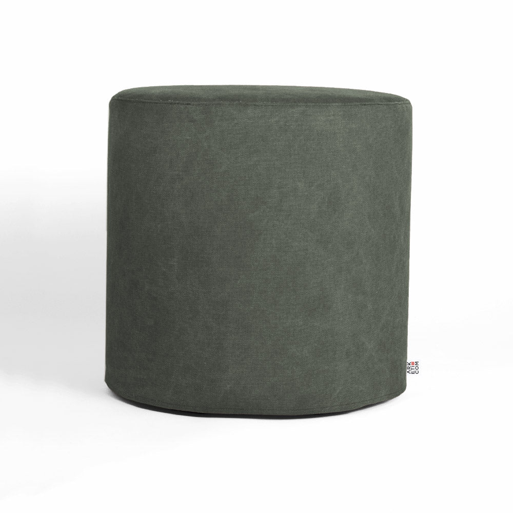 CYLINDER | Pouf Poggiapiedi Rotondo in Cotone con Piedini (2020398661701) (6096737632450)