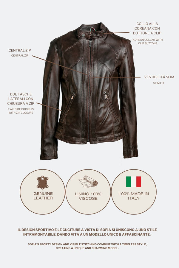 Sofia giacca donna 100% vera pelle Made in Italy - Barone Firenze