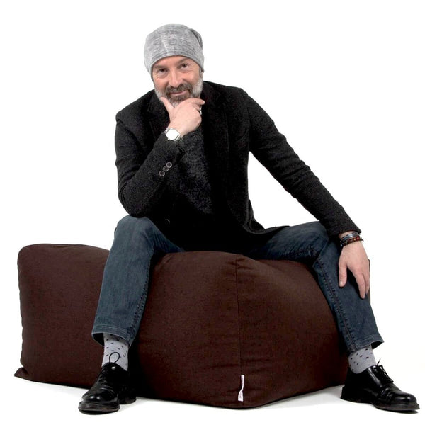 SOFT CUBE 80, Pouf Sacco XL in Cotone Sfoderabile 80x80 h42