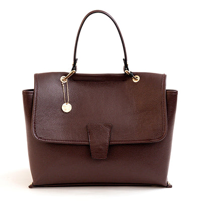 SURI - Rigid handbag in burgundy leather
