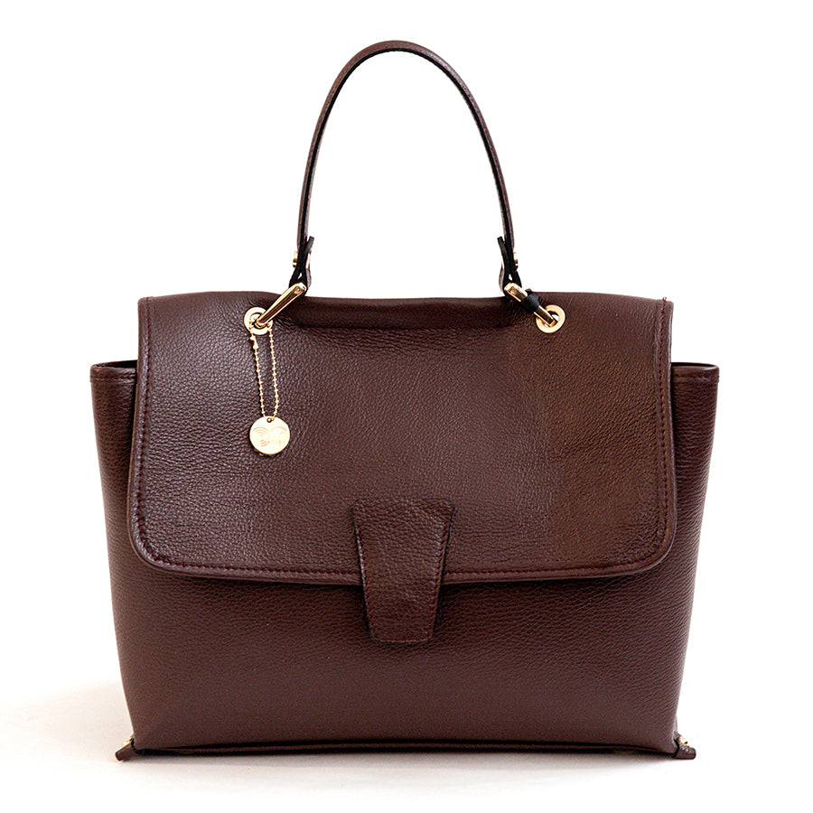 SURI - Rigid handbag in burgundy leather