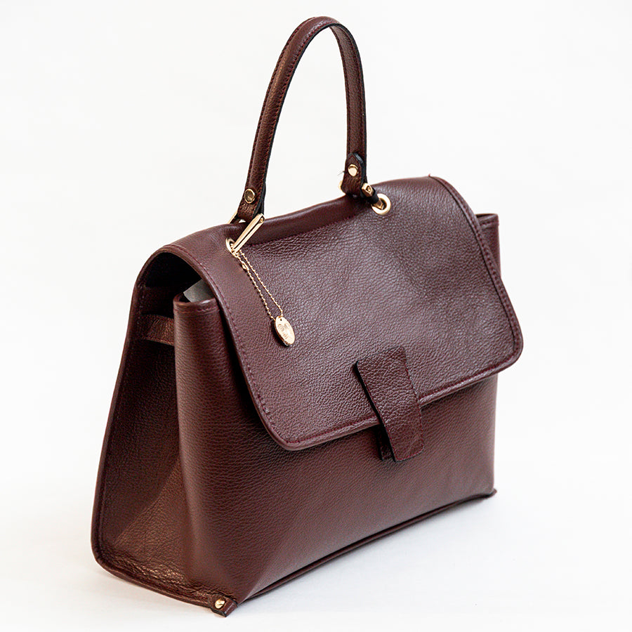 SURI - Rigid handbag in burgundy leather