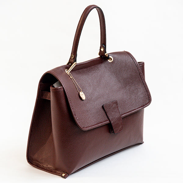 SURI - Rigid handbag in burgundy leather