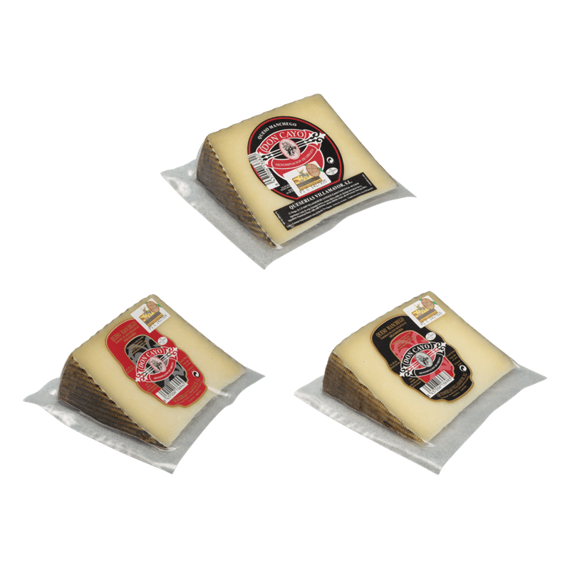 Assorted 3 Wedges Don Cayo Semi-Cured, Cured and Aged - Manchego Cheese DOP