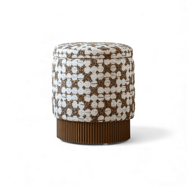 Indore Home - Saar - Pouf - Ottoman - Storage - Brown - Beige (1 week delivery time!!)