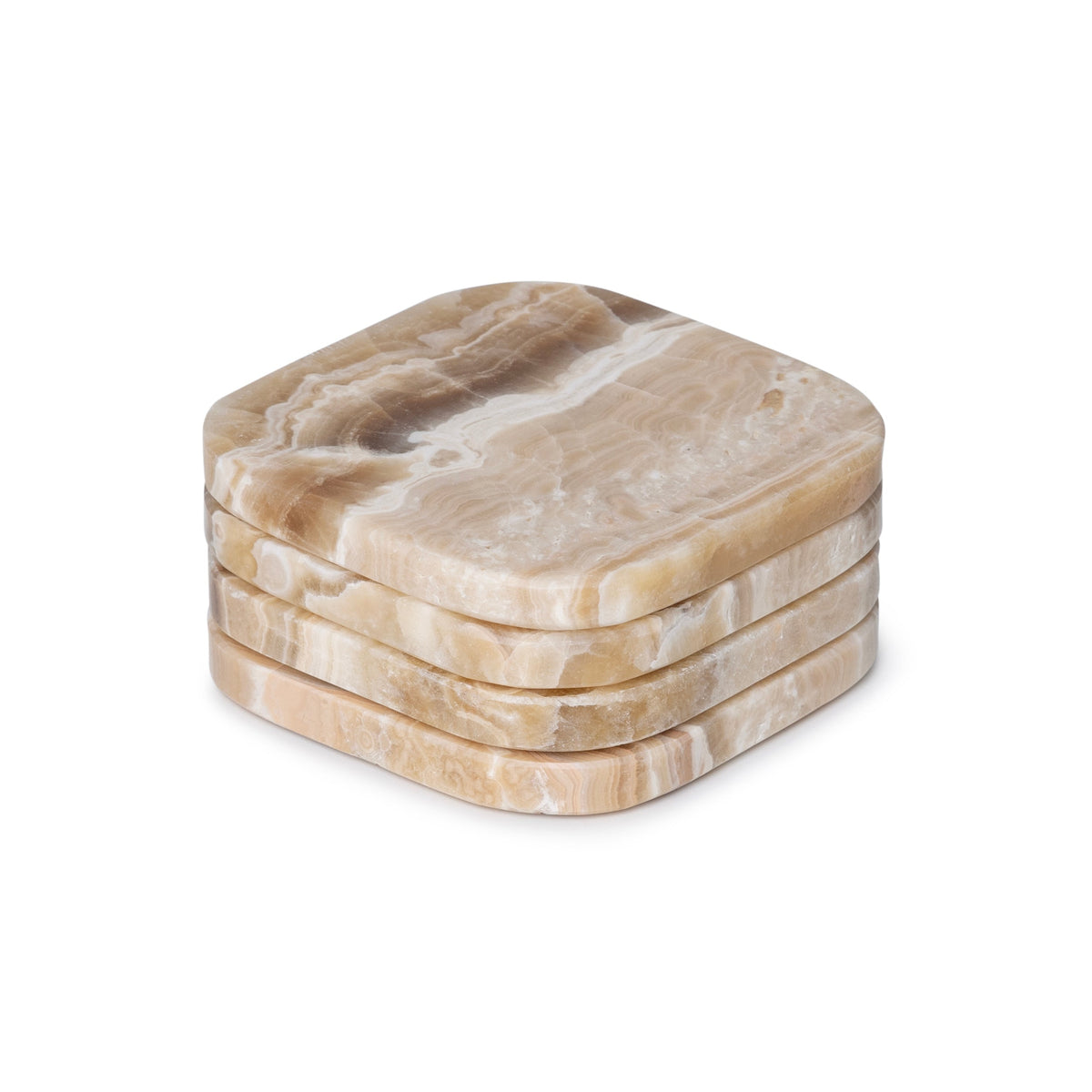 Marble Coasters - Organic - Sandal Onyx - Set of 4 Pieces - 10x10x1cm