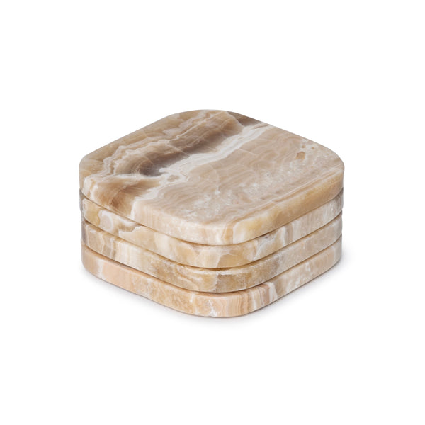 Mramorové podložky - Organické - Sandal Onyx - Sada 4 kusů - 10x10x1cm