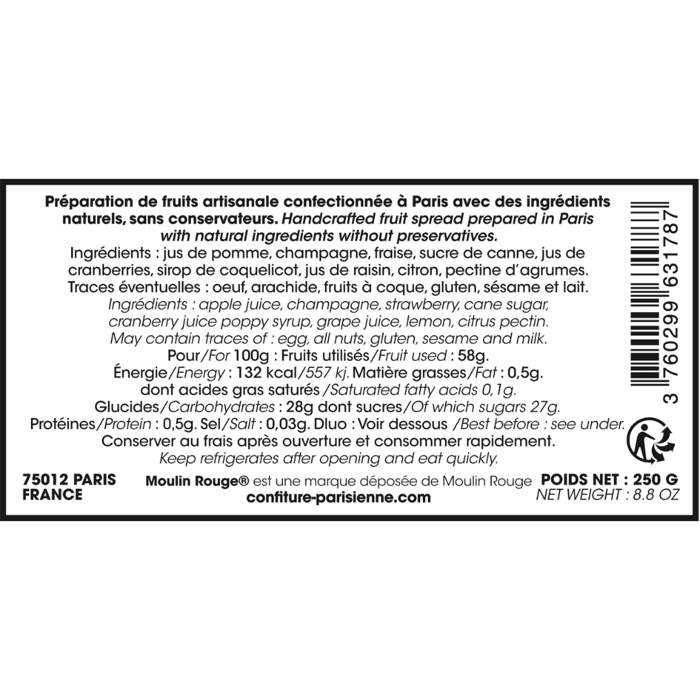 Confiture Parisienne - Fraise Cancan - Infos