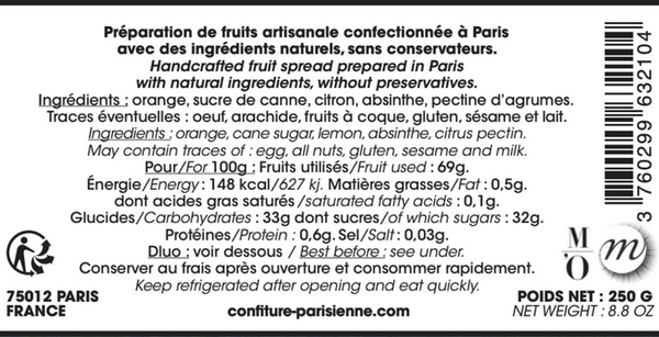 Confiture Parisienne x Musée d'Orsay - La confiture de Vincent - Orange Absinthe info
