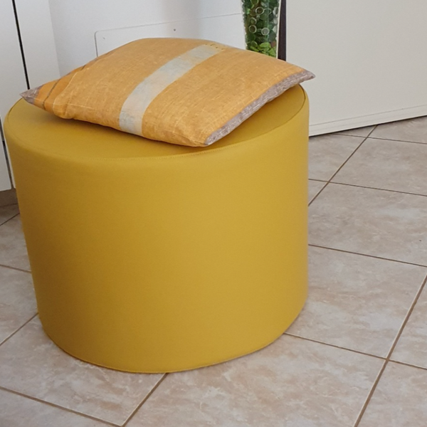 COVER CHILL ECO 55, Copri Pouf Cilindro in Ecopelle 55x42  Giallo Arketicom
