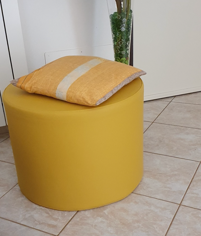 Copri pouf in ecopelle rotondo con cerniera  Giallo Arketicom
