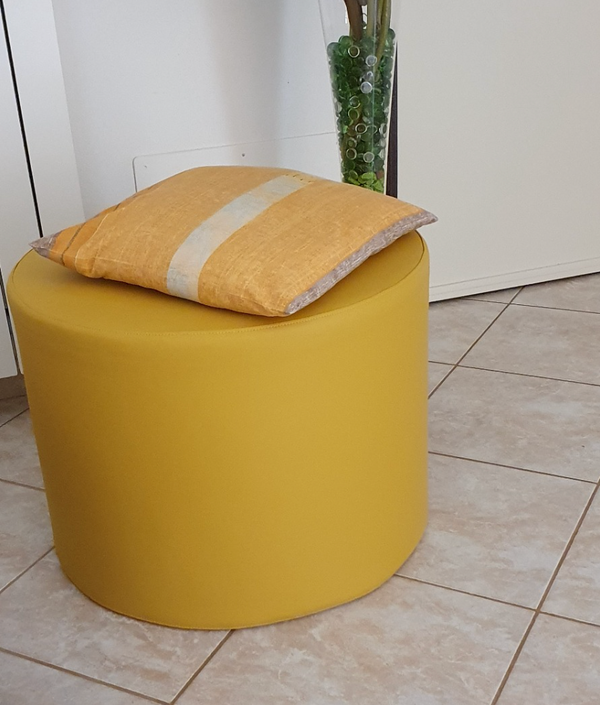 Copri pouf in ecopelle rotondo con cerniera  Giallo Arketicom