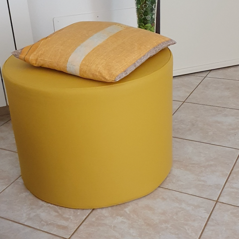 Copri Pouf Cilindro in Ecopelle 42x42 Giallo Arketicom