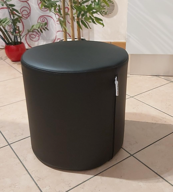 Copri Pouf Cilindro in Ecopelle 42x42 Nero Arketicom