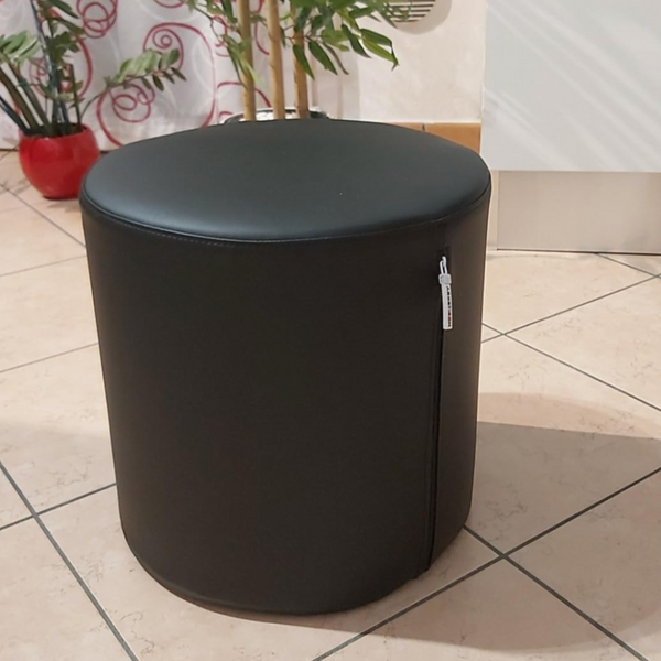 COVER CHILL ECO 55, Copri Pouf Cilindro in Ecopelle 55x42  Nero Arketicom