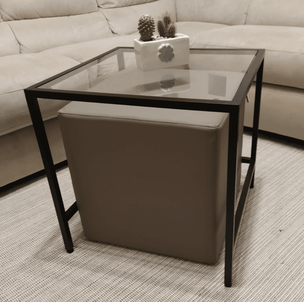 COVER DADO ECO 35, Copri Pouf Cubo in Ecopelle 35x35 h35 Tortora Arketicom