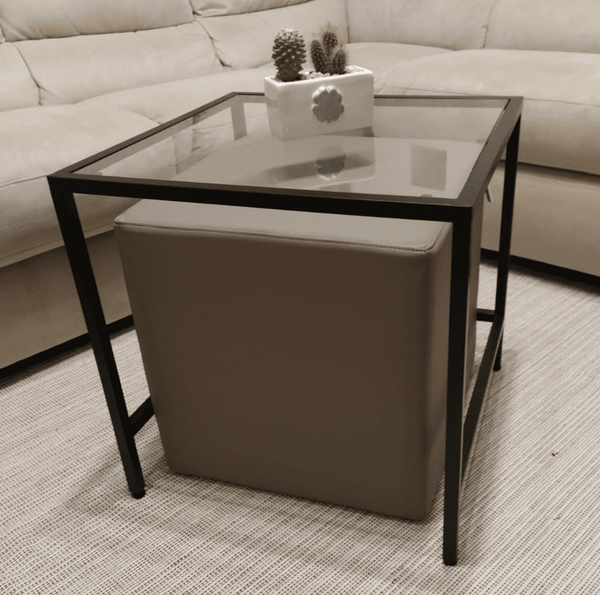 COVER DADO ECO 35, Copri Pouf Cubo in Ecopelle 35x35 h35 Tortora Arketicom
