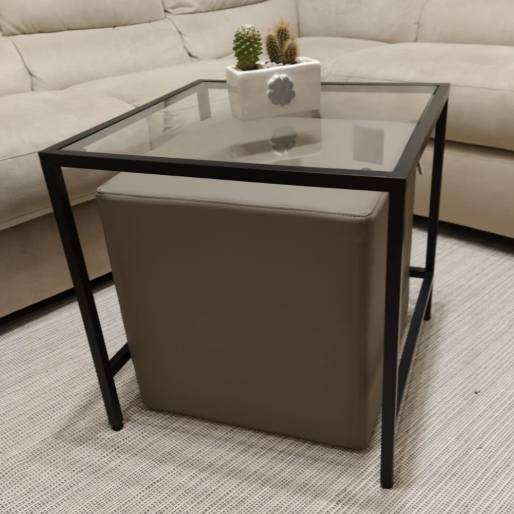 Copri pouf in ecopelle con cerniera  Tortora Arketicom