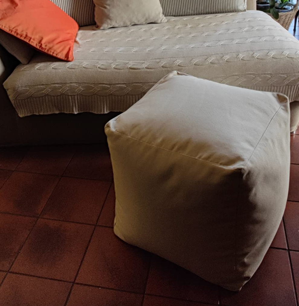 SOFT CUBE 42, Pouf Sacco in Cotone Sfoderabile 42x42 h42