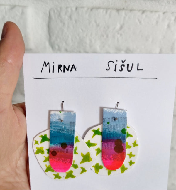 Green Cross Earrings