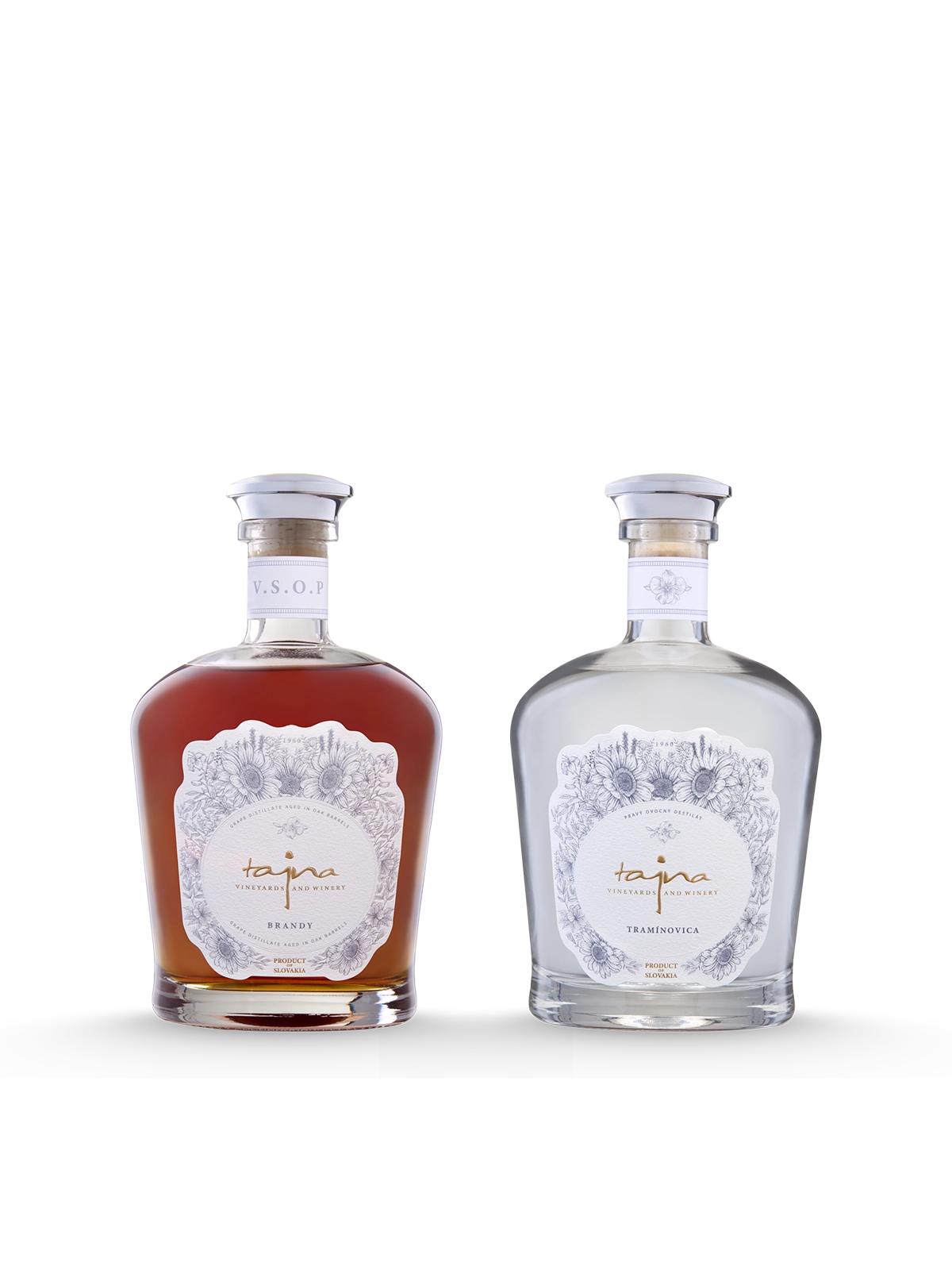 Set destilátov z vinárstva TAJNA, slovenské Brandy, Tramínovica