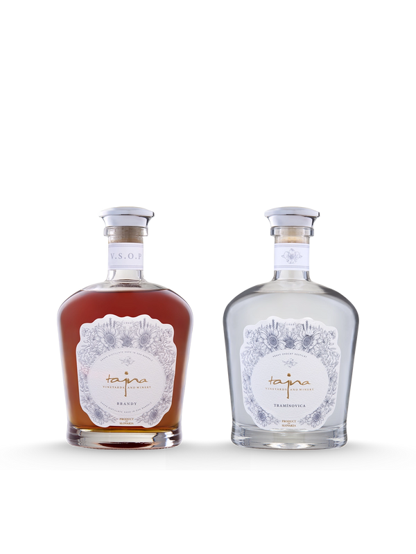 Set destilátov z vinárstva TAJNA, slovenské Brandy, Tramínovica